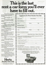 1972 Vintage Print Ad This is the last rent a car form Hertz Number One Club