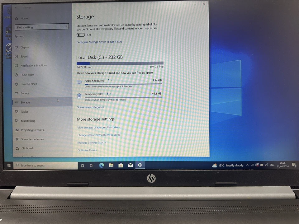 HP 15-db0521sa 15.6" AMD A6-9225 2.40GHz 4GB Laptop 4AR98EA#ABU Windows 10 Pro - Image 4 of 4