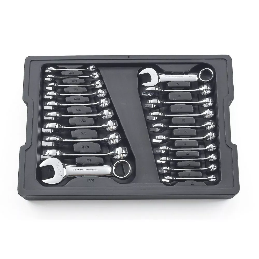 GearWrench 20 Pc SAE Metric Stubby Non Ratcheting Wrench Set 81903 New