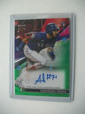 ANDERSON TEJEDA 2021 Topps Finest Green Wave Refractor AUTO Rangers RC /99