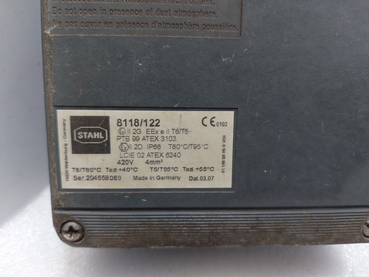 Stahl 8118/122 Junction Box 420V PTB 99 ATEX 3103 | eBay