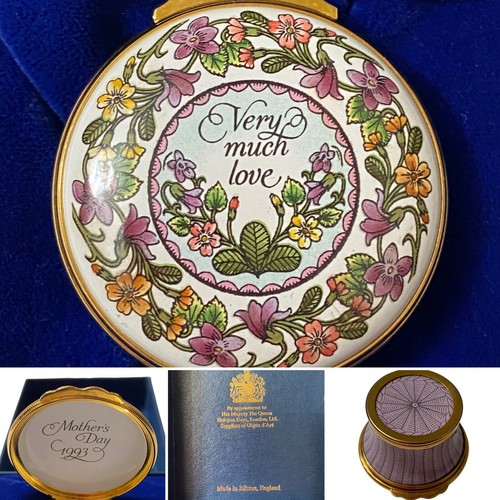 Halcyon Days Emaille Muttertag 1993 "Very Much Love" Pillendose Schmuck England - Bild 13 von 13