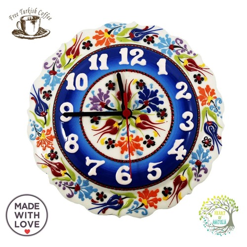 12" Ceramic Wall Clock | Modern Unique Large Clock | Decorative Handmade - Picture 3 of 10