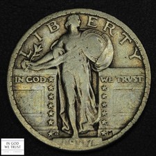 1917 D Type 2 Standing Liberty Silver Quarter 25C