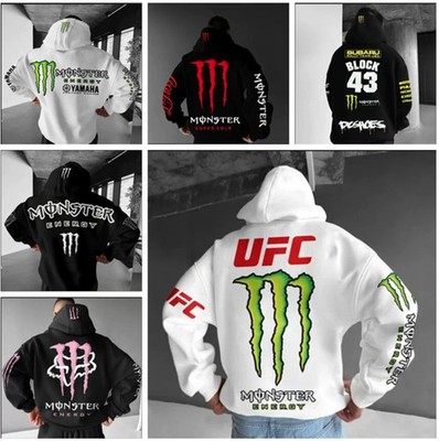 Neu Herren Monster Energy Fashion Pullover hoodie Mehrfarbiges Design DE