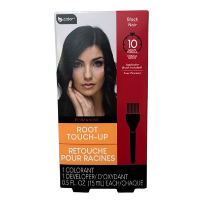 b.color Permanent Cream Root Touch-Up Black Applicator Brush Covers Gray Hair