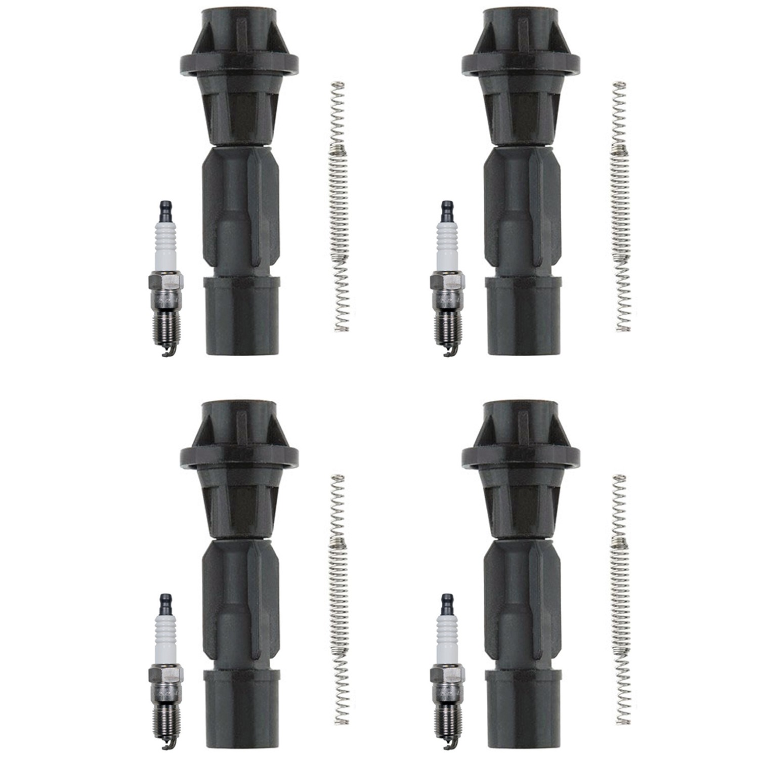 Denso 4 Iridium Long-Life Spark Plugs 4 Coil Boots Kit for Mazda 6 2014 L4 2.5L
