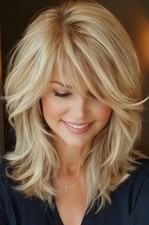Layered Cut Blonde Wig with Bangs Hair Wigs