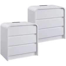 25" Tall Modern Nightstand Set of 2, 23.6" Wide Wood Bedside Table wit