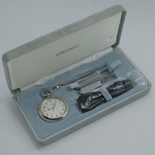 Seiko JAL Limited Edition Silver 925 Pocket Watch New with Box  Chain