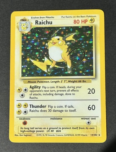 Raichu 14/102 Holo Rare Base Set Unlimited Pokemon