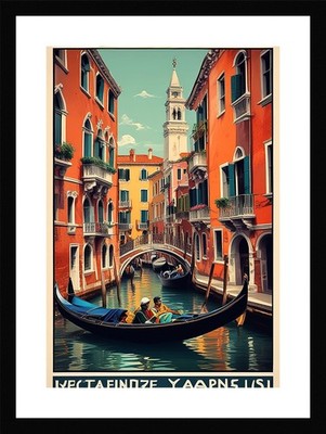 Kühne Kanäle Venedig gerahmtes Wandbild Poster Leinwanddruck Bild