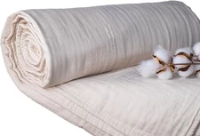 Sleep & Beyond 100% Organic Cotton Muslin Blanket, Twin,Ivory