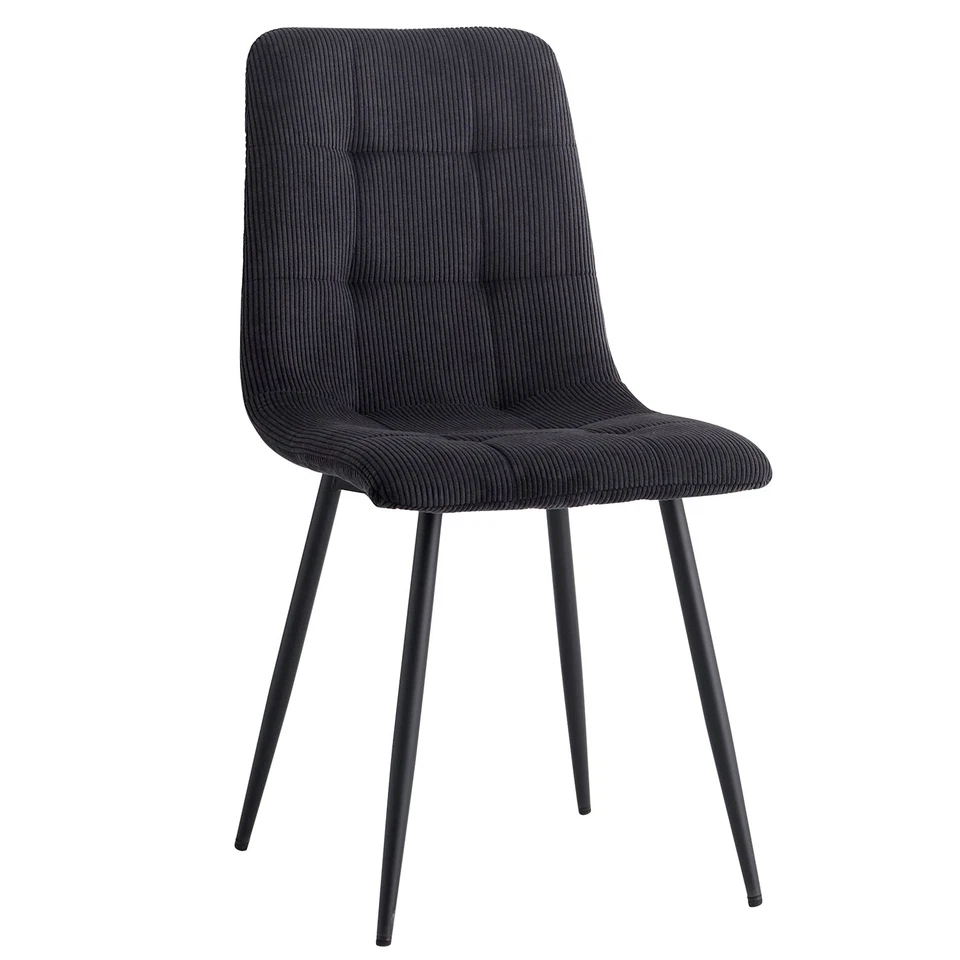 4er Set Esszimmerstuhl Wohnzimmerstuhl Küchenstühle Metallgestell Cord Schwarz - Bild 3 von 4