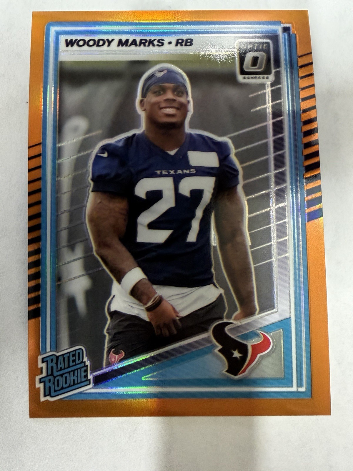 2025 Donruss Optic Woody Marks Rated Rookie Orange Prizm /299 Texans 288