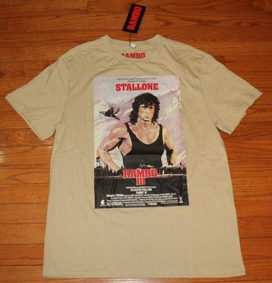 Men's RAMBO III Graphic Tee SYLVESTER STALLONE Sandy Brown T-Shirt LARGE *2S