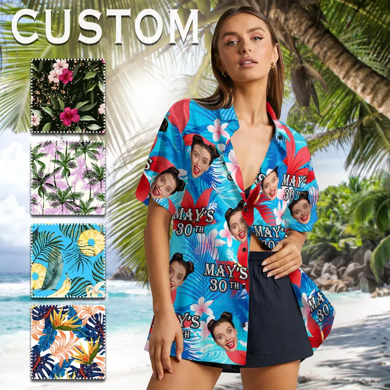 Personalized Custom Face Hawaiian Shirt Funny Photo Aloha Gift