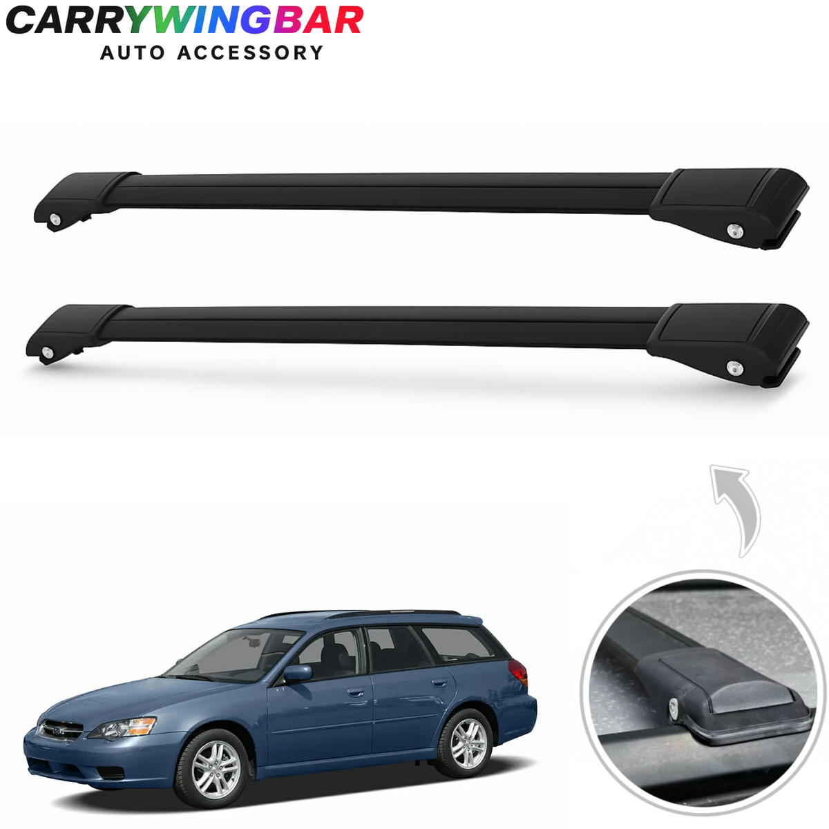 For Subaru Legacy Wagon 2003-2008 Roof Rack Black Cross Bars Fits