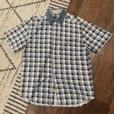 Vintage Guess Jeans Button Up Shirt Mens S Short Sleeve Denim 90s Made in USA