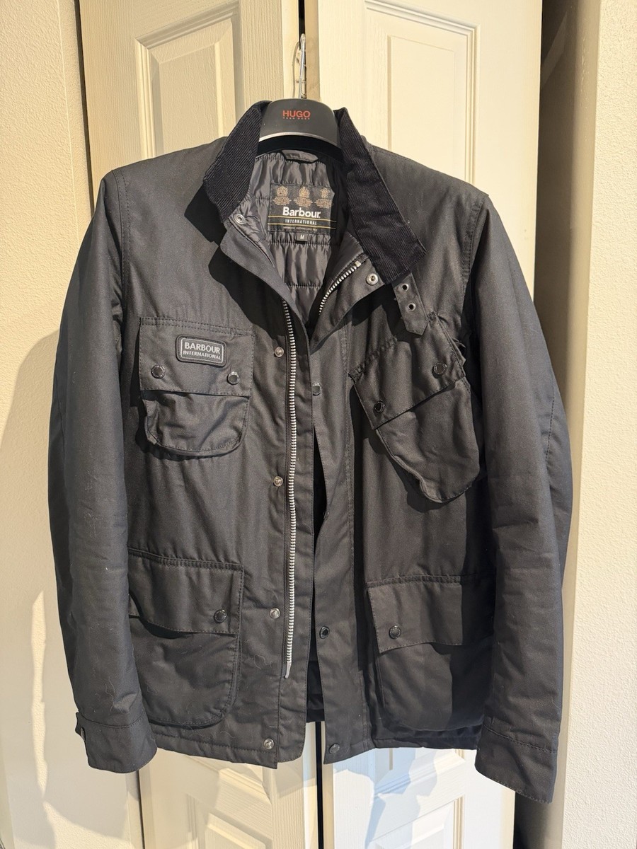 BARBOUR INTERNATIONAL Men's Winter SL Slim Fit Waxed Biker Jacket