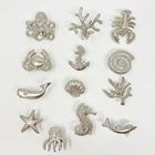 Knobs Pull Sealife Marine Silver Nautical Drawer Knobs