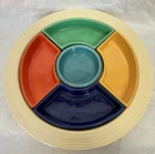 Vintage Fiesta *6 Color* Relish Tray *Beautiful* Ivory Base