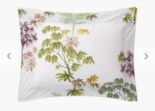 RARE YVES DELORME LAOS 2 BOUDOIR SHAMS BOTANICAL TROPICAL TREE FLOWER PINK GREEN