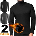 2 Pk Mens Thermal Turtle Neck Long Sleeve Top Underwear Warm Winter TShirt S-3XL