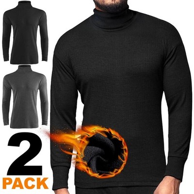 2 Stück Herren Thermo Rollkragen Langarm Oberteil Unterwäsche Warm Winter TShirt S-3XL