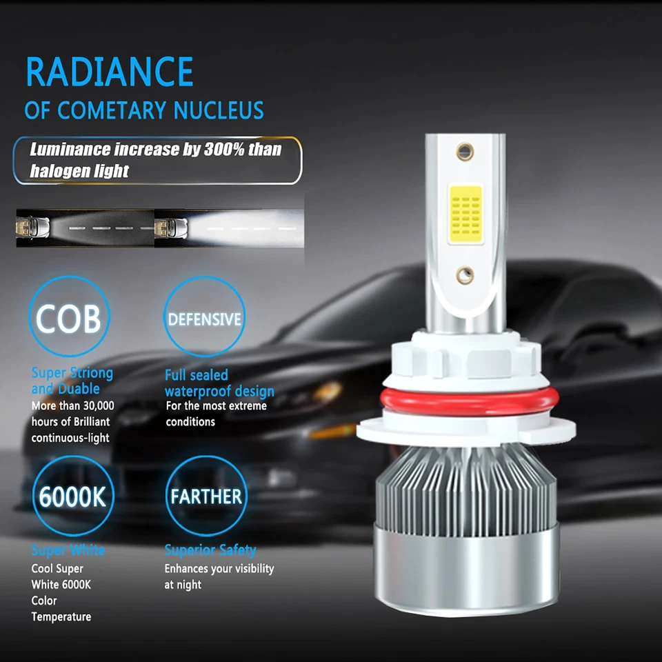 9004 HB1 Faros LED Kit Bombillas Para Pontiac Grand Am 1987-1989 Luz Alta Baja Foto 4 de 4