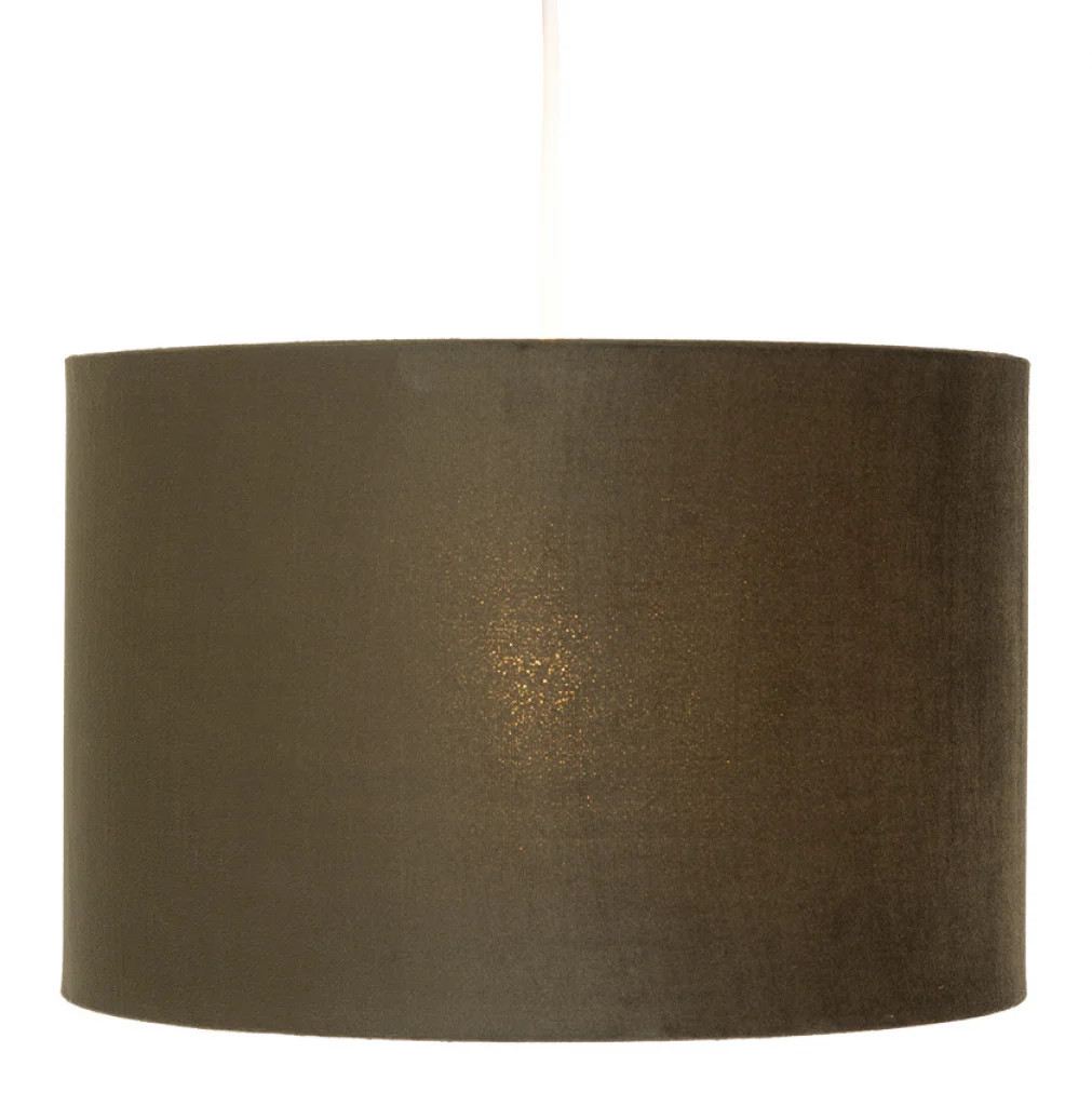 Lampshade Green 12"" Olive Velvet Drum 300mm Oaks Lighting V101/12 OL
