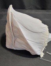 VTG 1950s Infant Girl Bonnet Satin Lace White Bow Doll Baby Hat Retro Ties Chin