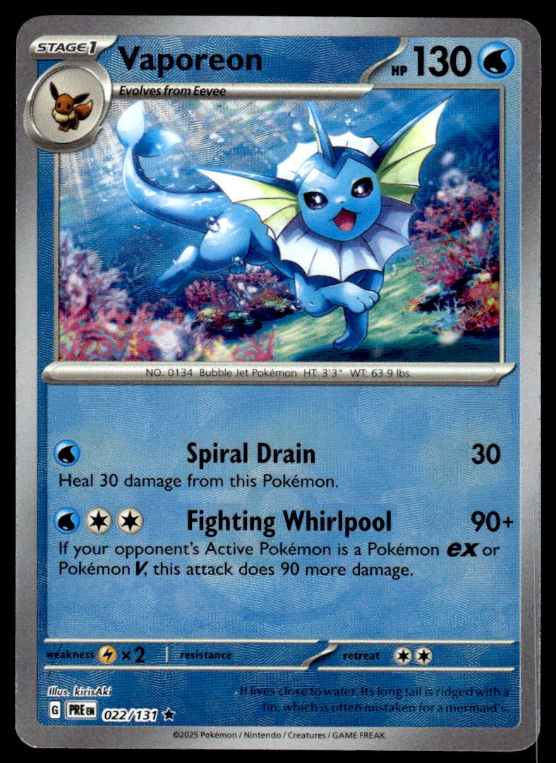 Pokemon TCG Prismatic Evolutions (Pokeball Reverses) #022/131 Vaporeon NM