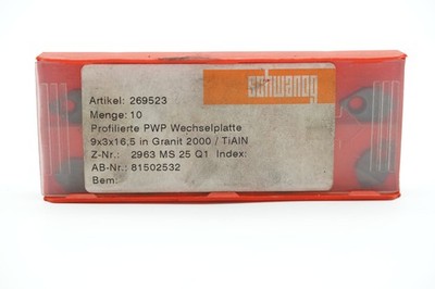 10X Schwanog 269523 Wechselplatte Wendeschneidplatten 9x3x16,5 TiAlN Hartmetall
