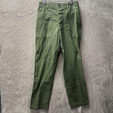 VTG OG-107 Vietnam PantsGreen Sateen Military Cotton Button Fly Army 30 X 31 70s