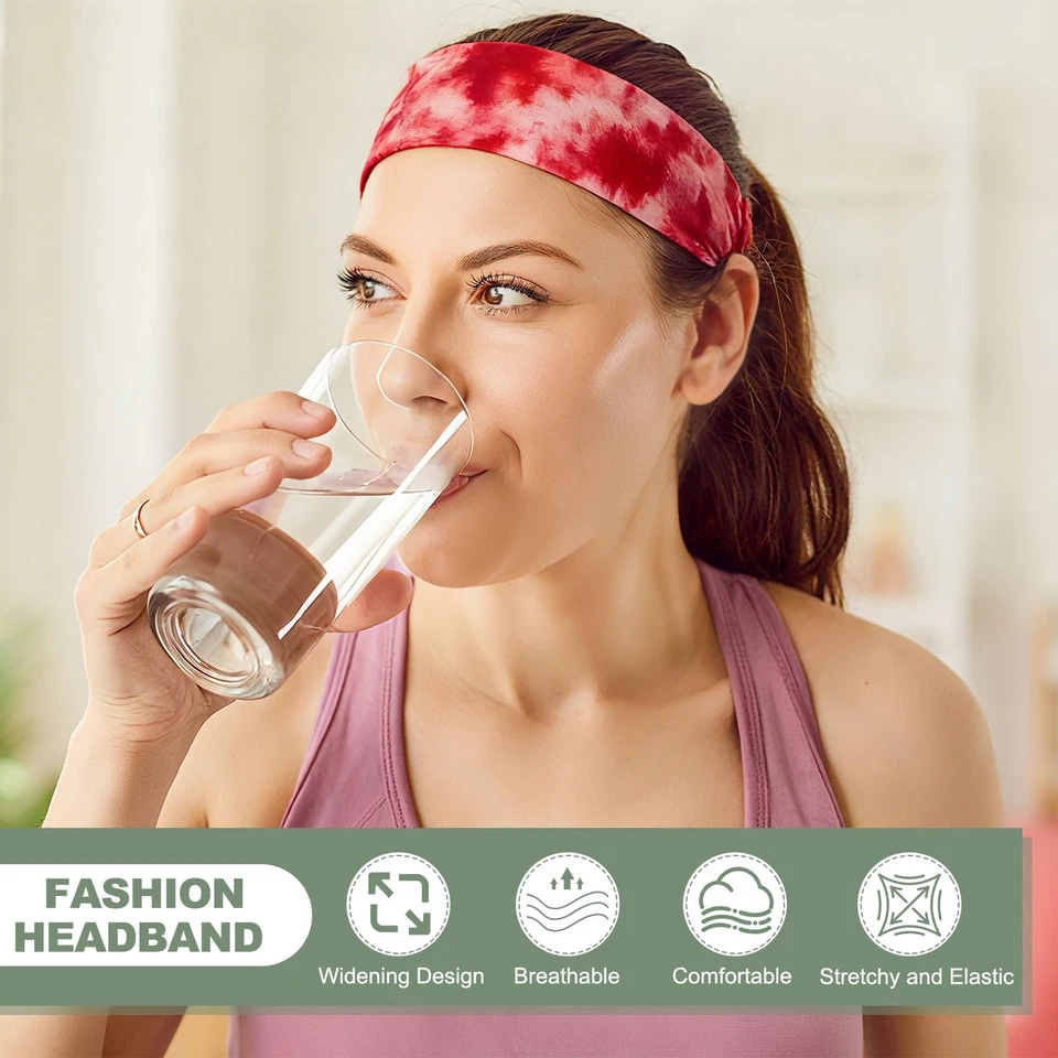 2 peças tiaras de gravata, tie dye elástico faixa de cabelo atlético, azul marinho - Imagem 3 de 4