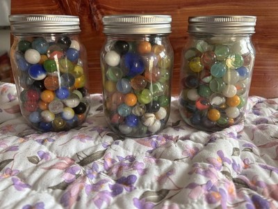 Mixed Lot Toy Glass Marbles, Assorted Colors & Styles, Mixed Sizes