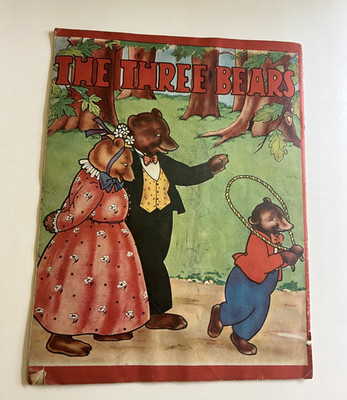 VINTAGE 1941 THE THREE BEARS SAALFIELD Childrens Book oversized 13x10 Cloth-Like