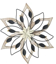 Whitewash Flowers Wood Wall Decor, Metal Rustic Wall Art Farmhouse Wall Decorati