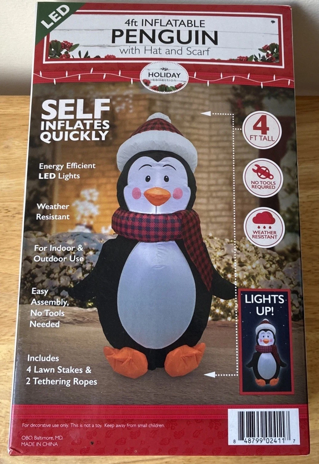 4ft Self Inflatable Penguin w/ Hat and Scarf Outdoor Decoration LED Lights NIB
Opens in a new window