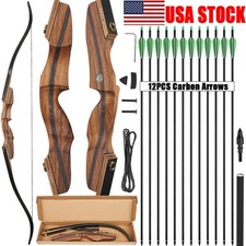 60" Takedown Recurve Bow 25-60lbs Hunting Wooden Bow Archery Adult Shoot Target