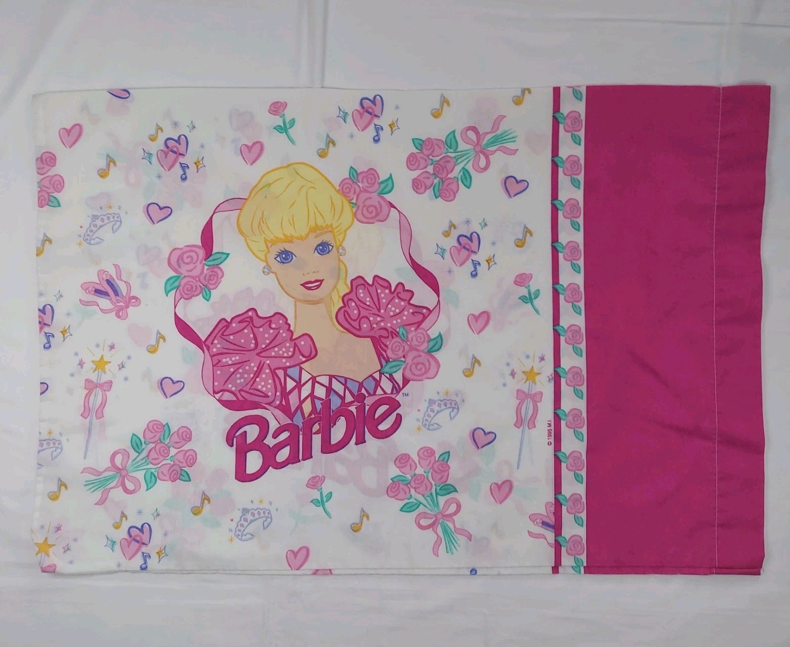 Vintage Barbie Pink Roses Ballet Y2K 90s Standard Pillowcase