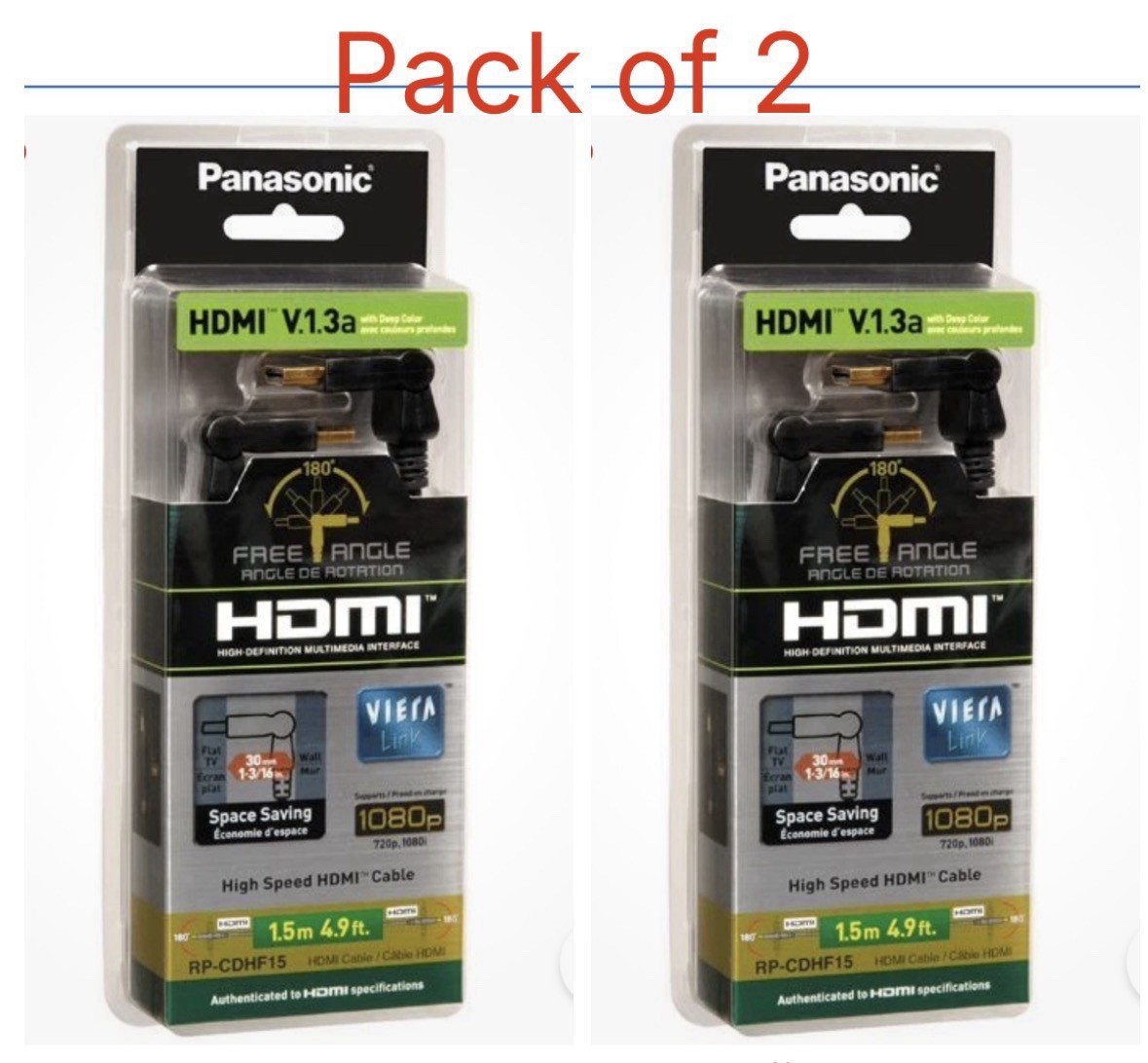 Cavo HDMI Ad Alta Velocità Panasonic 1.5 M – RP-CDHF15E-K, Universale