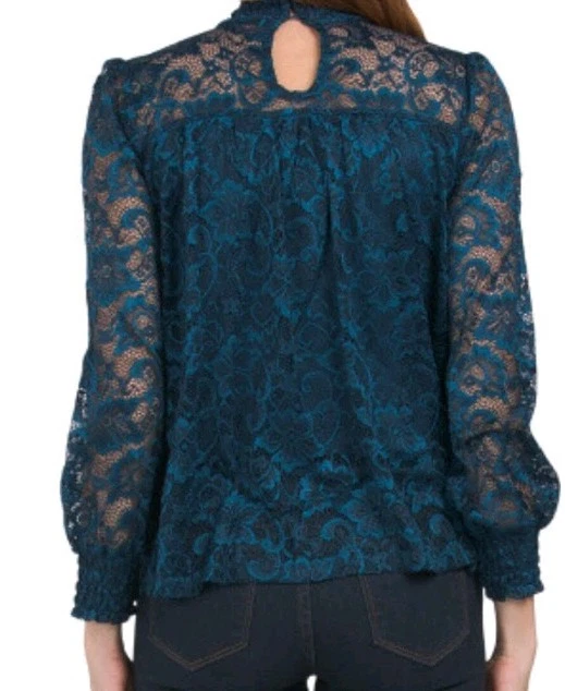 Blusa grande de encaje de ganchillo con cable y calibre negra transparente Whimisgoth gótico corporativo Foto 2 de 4