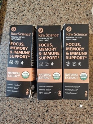 3X Raw Science Lion's USDA Organic Mane Extract Focus & Clarity 2 fl oZ BB 10/26