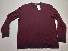 NWT Calvin Klein Men's Burgundy V Neck Merino Wool Blend Sweater Sz XL