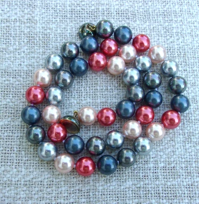 925 Silber Muschelkern Perlen Collier Kette 48 cm , Magnetschließe - Bild 1 von 4