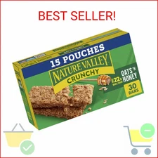 Nature Valley Crunchy Granola Bars, Oats 'n Honey, 30 Ct, 22.35 oz (15 Pouches)