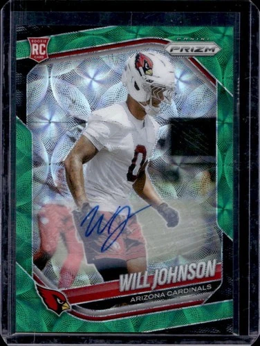 2025 Panini Prizm Will Johnson Auto RC Green Scope #/75 Cardinals Rookie