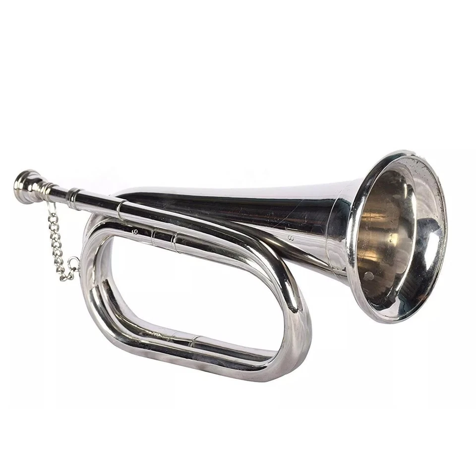 Professional Army Bugle Silver Plated Tunable Mouthpiece Scout Bugles Hard Case - Image 2 of 4